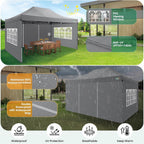 COBIZI 10x20 Heavy Duty Pop up Canopy Tent with 6 sidewalls Easy Up Commercial Outdoor Canopy Wedding Party Tents for Parties All Season Wind & Waterproof Gazebo with Roller Bag,Black(Frame Thickened) - image 86