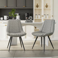 Set of 2 Leather Dining Chairs with Metal Legs - image 2