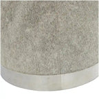 Gray Leather Patchwork Living Room Stool with Silver Metal Base - Roche River Decor - image 8