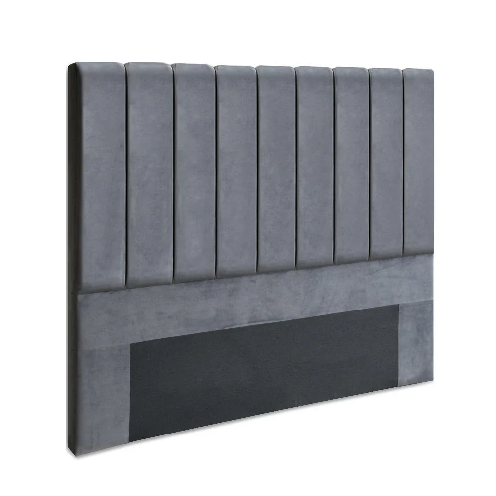 Artiss Bed Head Headboard Queen Velvet - VELA Grey - image 1