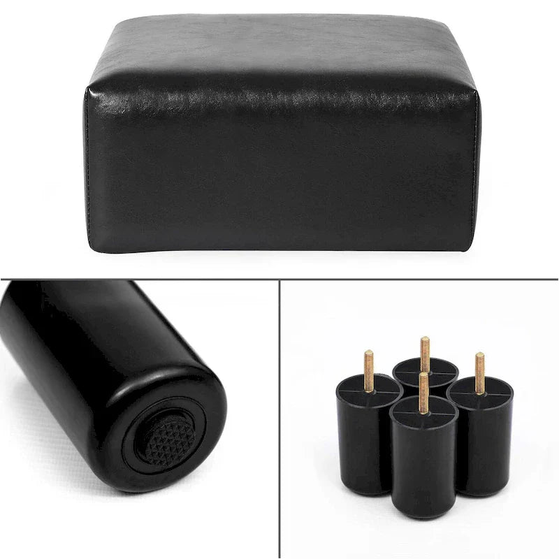 Square Footrest Stool with Upholstered Seat and Wooden Legs - image 19