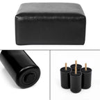Square Footrest Stool with Upholstered Seat and Wooden Legs - image 19