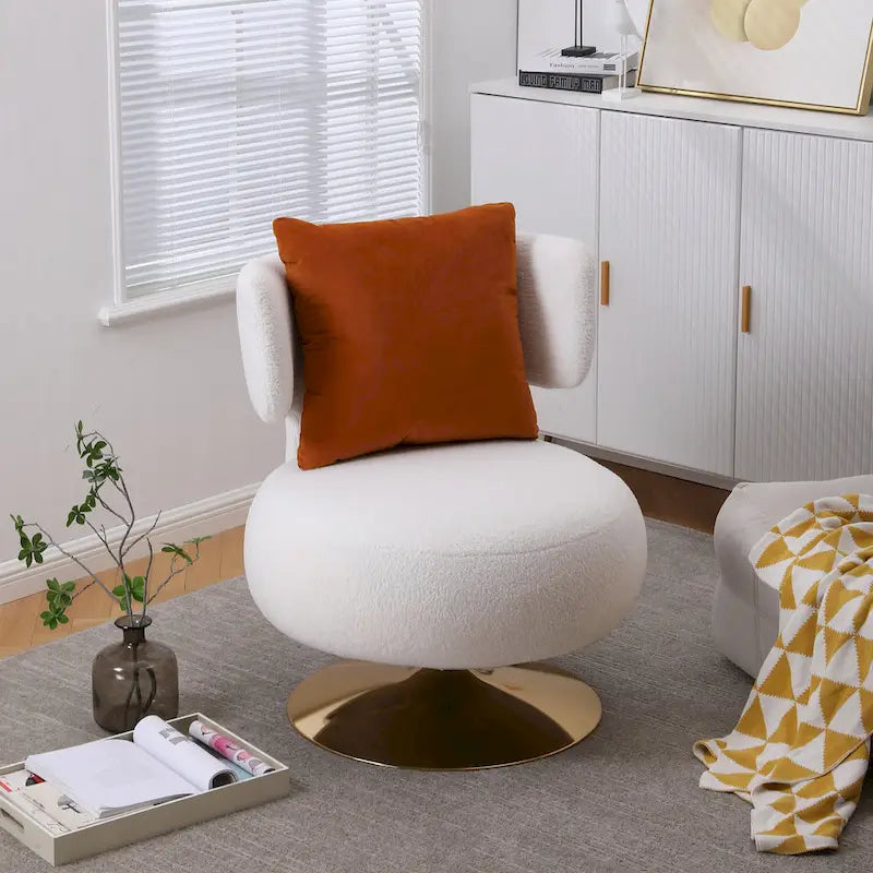 Round Barrel Chair with Fabric and Swivel Design - image 1