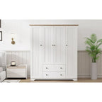 Freestanding 4-Door Wardrobe Armoire with 2 Drawers and Hanging Rods for Clothes Storage - image 13
