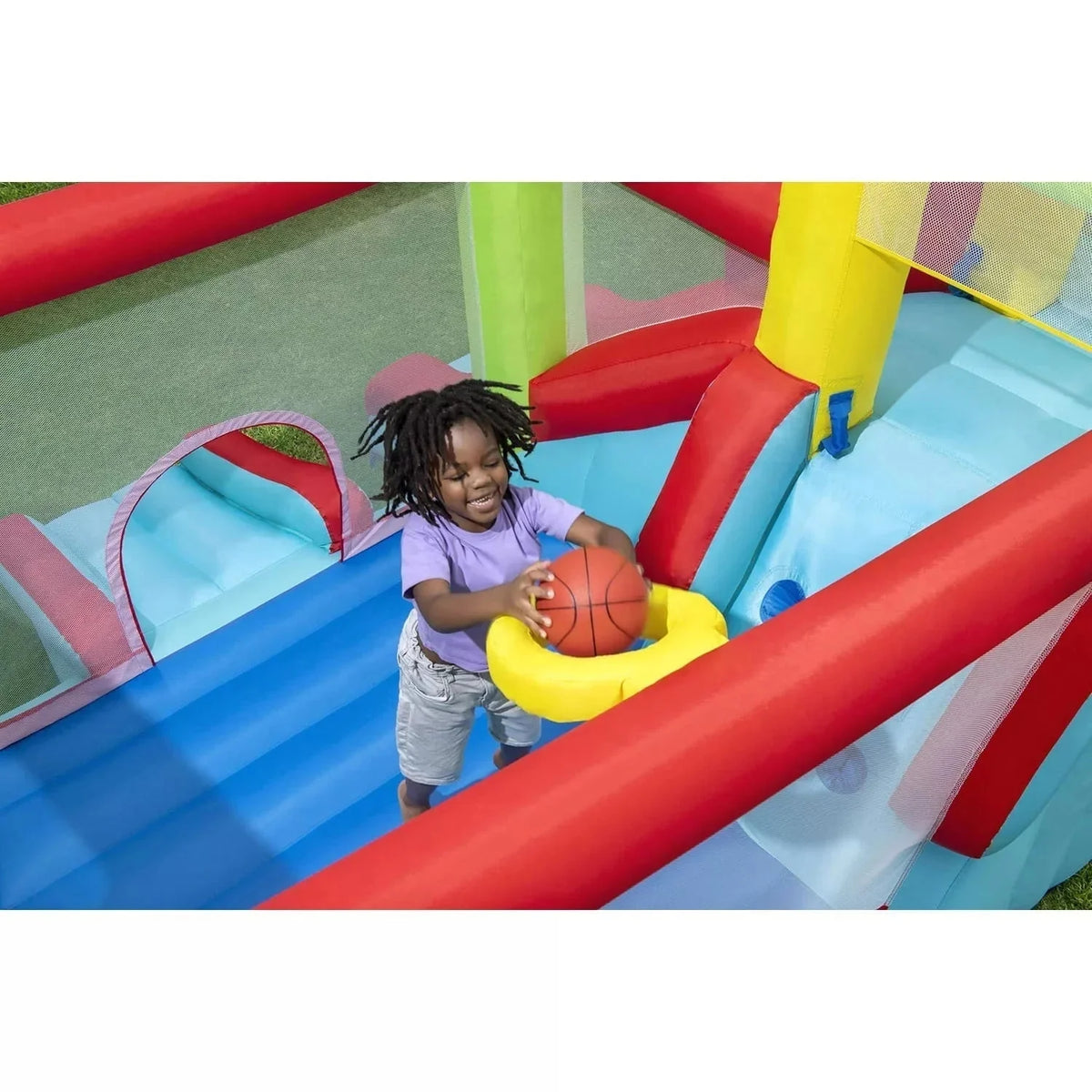 Up, In and Over Wonder Hoops 10' Inflatable Bounce House Park with Basketball and Slide. 126 - image 6