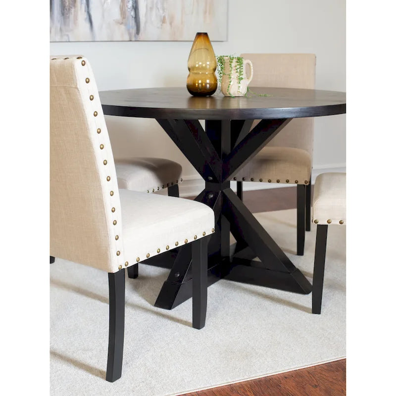 Roundhill Furniture Mytzi 5-Piece Dining Set: Cross-Buck Table with 4 Elegant Chairs - image 13