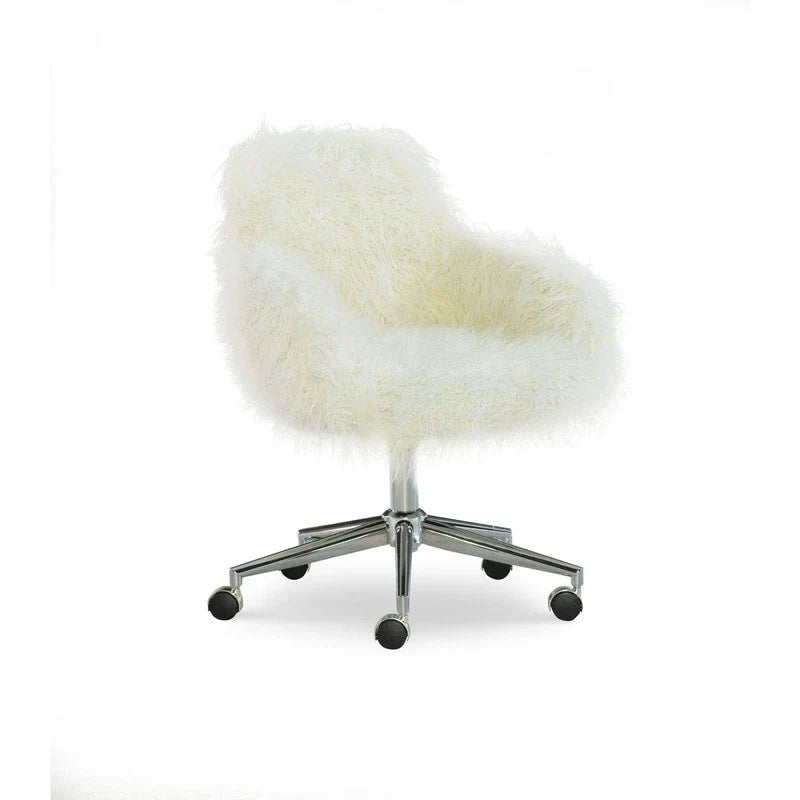 Amber Off-White Faux Fur Executive Chair - image 6