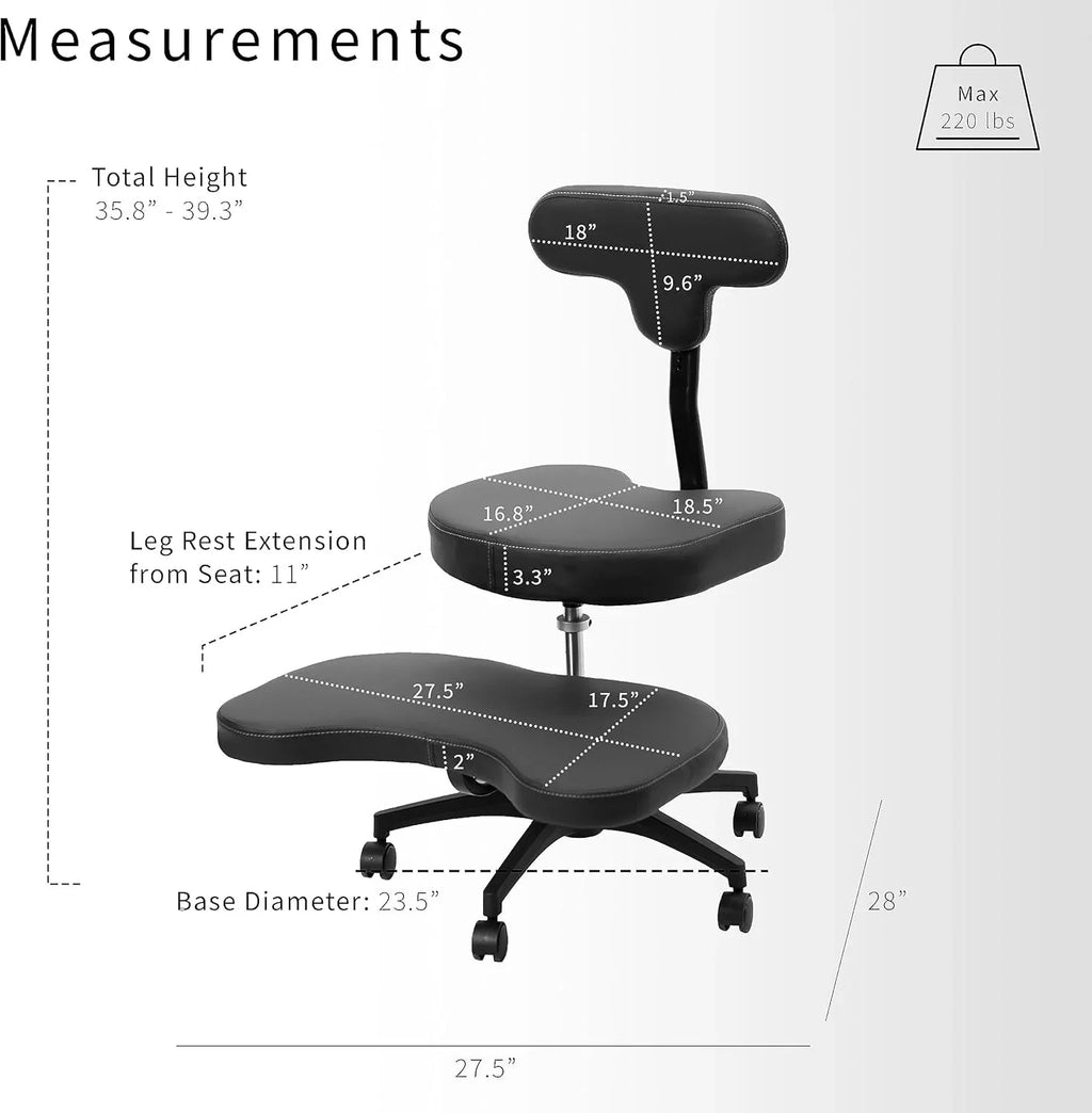 VIVO Cross-Legged Office Chair – Adjustable Height Floor Chair with Back Support for Yoga, Meditation, and ADHD (Black, CHAIR-CL02B-R) - image 3