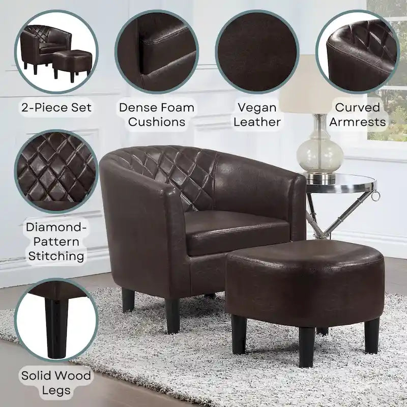 Convenience Concepts Roosevelt Accent Chair with Ottoman - Stylish Seating Solution - image 9