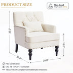 Set of 2 Arm Chair Upholstered Button Tufted Accent Chair with Lumbar Pillow Beige/ Grey/ Light Blue - image 24