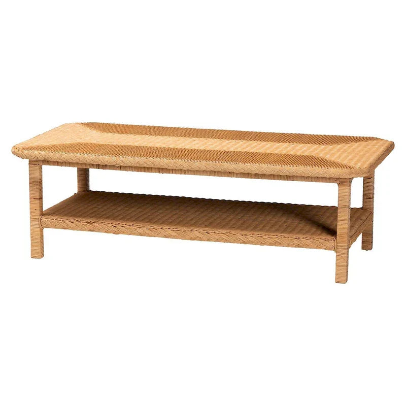 Minahasa Bohemian Braided Rattan Coffee Table in Light Honey - image 3