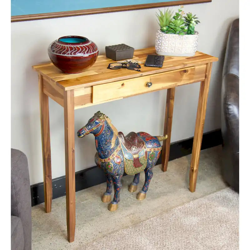 Porch & Den Holly Hill Solid Acacia Console Table with 1 Drawer - image 25