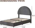 4 EVER WINNER Queen Size Bed Frame, Boucle Upholstered Bed Frame with Headboard, White Queen Bed Frame, White - image 14