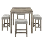 5-Piece Wood Dining Set: Square Table with 4 Upholstered Chairs - image 7