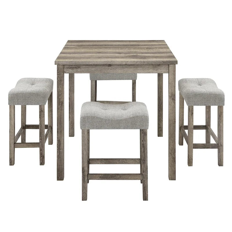 5-Piece Wood Dining Set: Square Table with 4 Upholstered Chairs - image 7