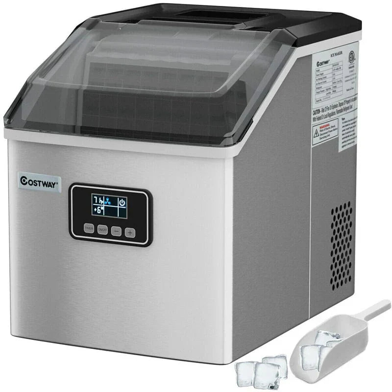 48LBS/24H Stainless Steel Countertop Ice Maker Machine with Self-Clean Function LCD Display Ice Scoop Basket - image 1