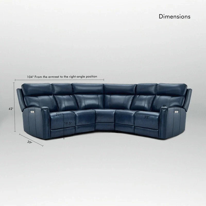 104" 3-Color Genuine Leather Power Reclining Sectional Sofa with Zero Gravity Feature, USB & USB-C Ports, and 2 Stationary Armless Chairs - image 9