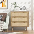 Modern Boho 3-Drawer Rattan Dresser - Stylish Chest of Drawers with Ample Storage for Your Bedroom - image 3