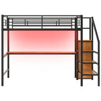 Complete Loft Bed Set with Desk, Storage Staircase, Compact Wardrobe, and LED Lighting - image 14