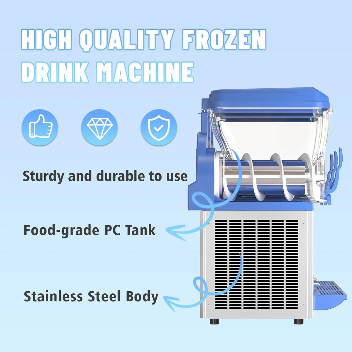 Commercial Slushy Machine - 1000W 30L Tanks Slush Maker Machine 304 Stainless Steel Commercial Margarita Machines Efficient Cooling the Ideal Slushie Maker for Bars Cafes Restaurants - image 4