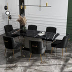 SEYNAR Set of 6 Modern Glam Boucle Velvet Dining or Vanity Chairs with Rear Handle - image 3