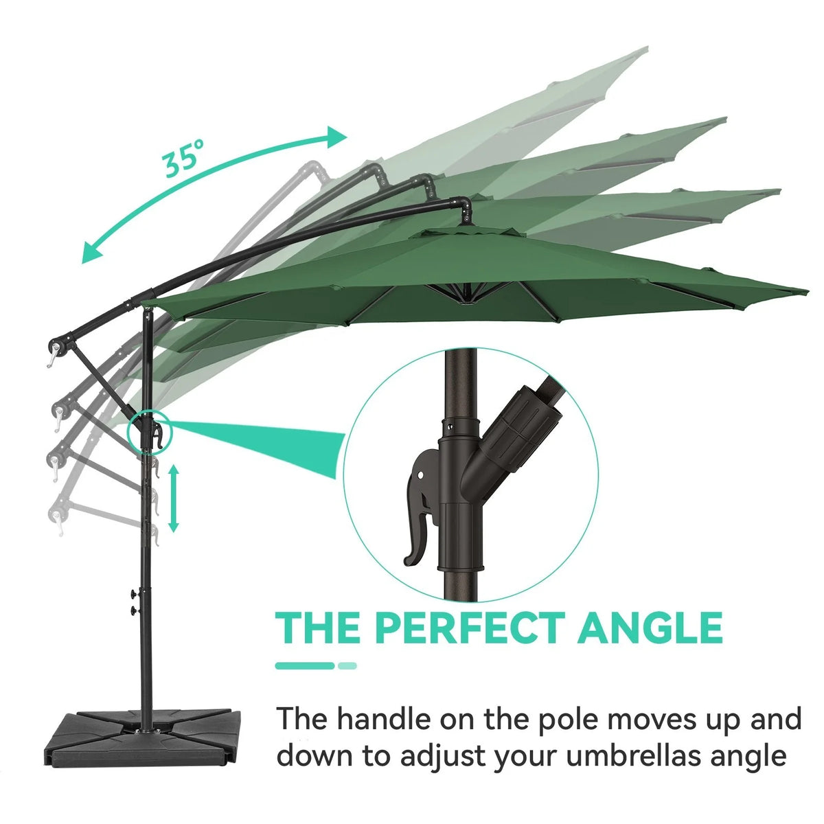 JUSTLET 10ft Heavy Duty Patio Hanging Offset Cantilever Patio Umbrella W/ 4-Piece Base Included Included, Beige - image 69
