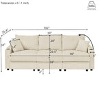 102 Corduroy Contemporary 3-Seater Sofa with Deep Seating, Cup Holders, and Phone Holder - image 7
