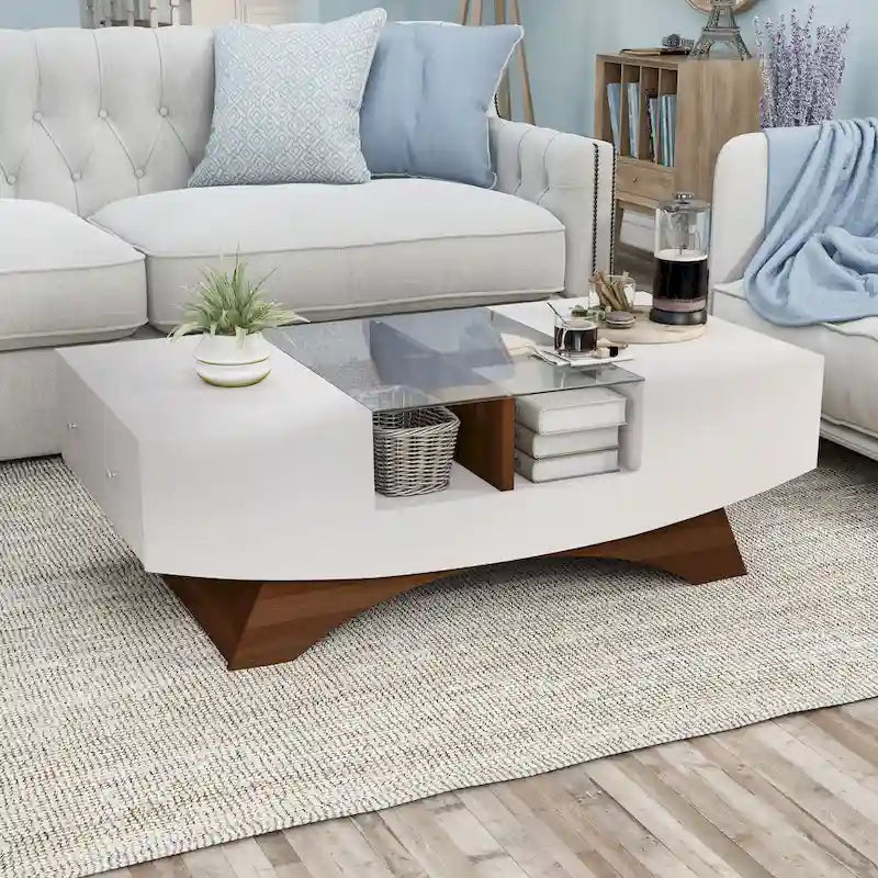 Angelic Contemporary Storage Coffee Table with Glass Insert by Furniture of America - image 27