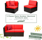 Devoko 5 Pieces Patio Furniture Sets All Weather Outdoor Sectional Patio Sofa Manual Weaving Wicker Rattan Patio Seating Sofas with Cushion and Glass Table(Beige) - image 27