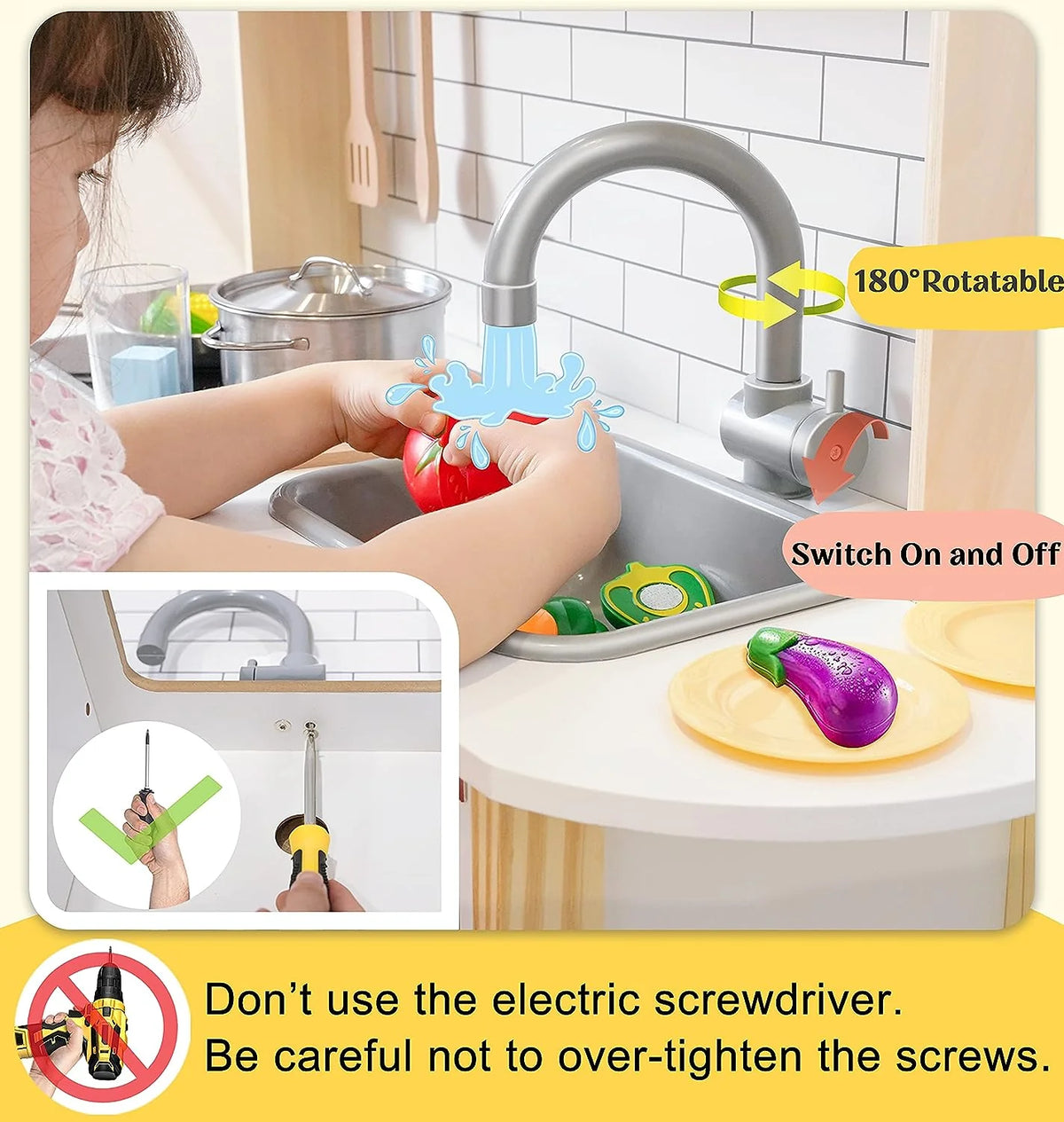 Children's small land play kitchen, wooden children's play kitchen toy set - image 3