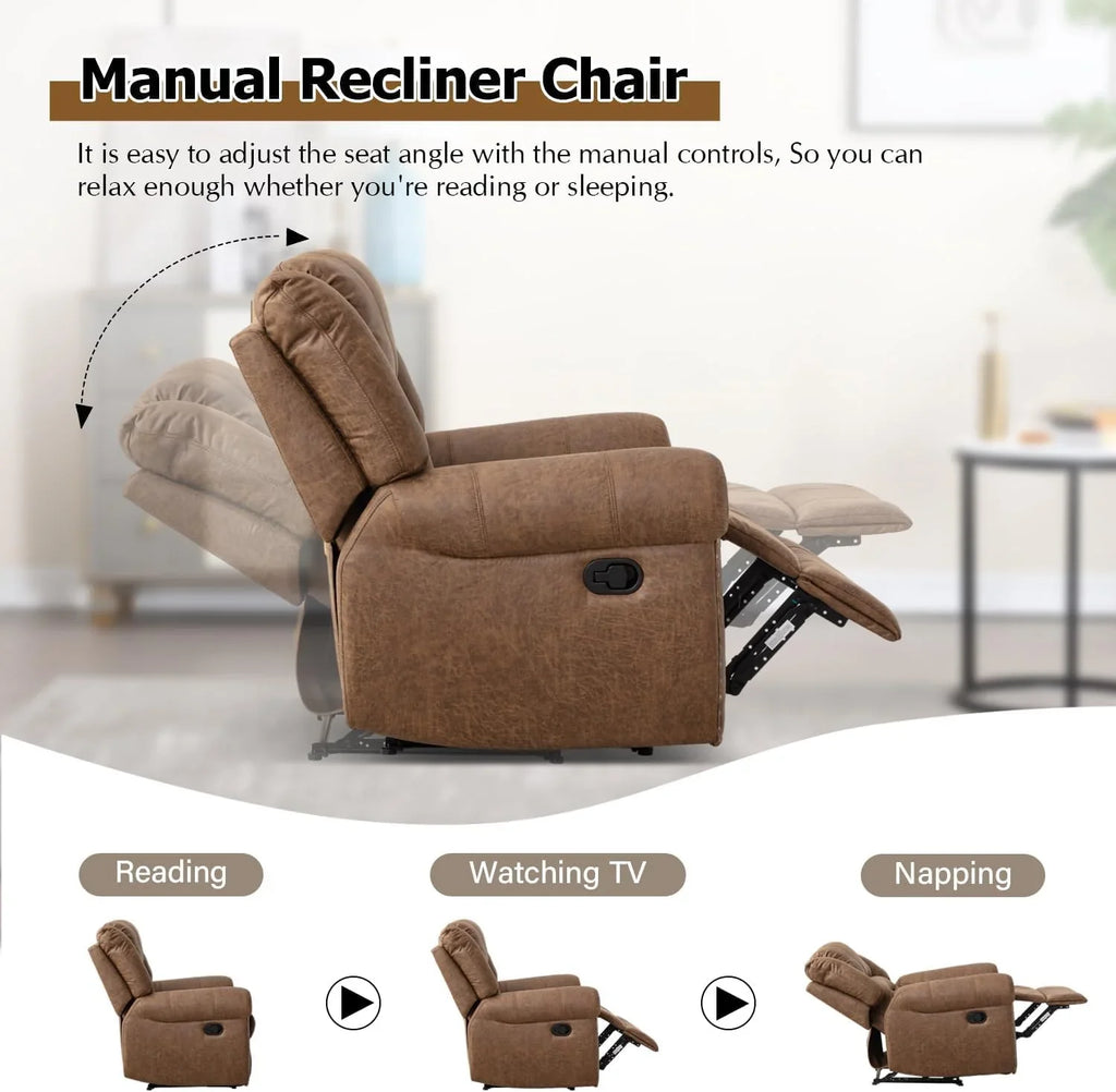 CANMOV Leather Recliner Chair, Classic and Traditional Manual Recliner Chair with Comfortable Arms and Back Single Sofa for Living Room, Nut Brown - image 41