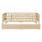 Holaki Twin Size Wood Bed with Guardrails and 2 Storage Drawers for Kids, Gray - image 13