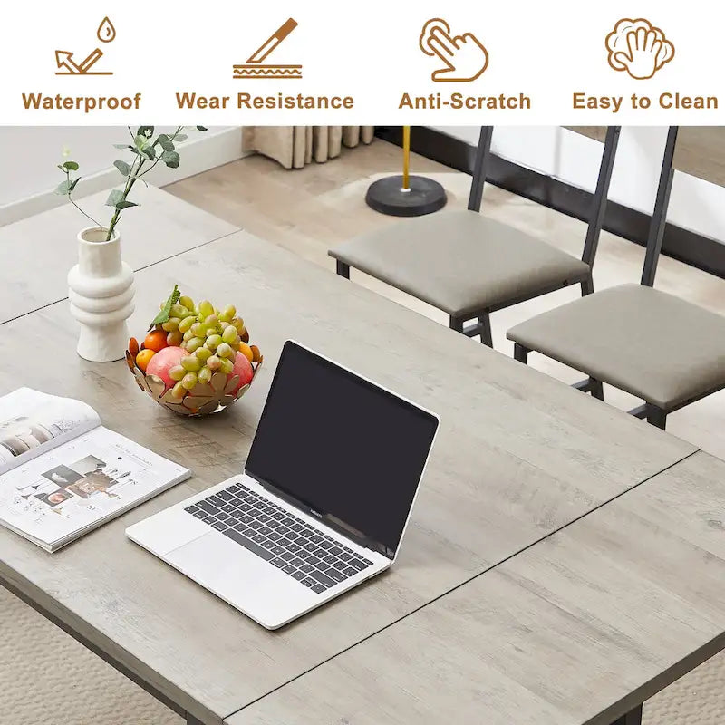 Contemporary Industrial 63.2" Extendable Dining Table with Drop Leaf, Accommodates 6 - image 8