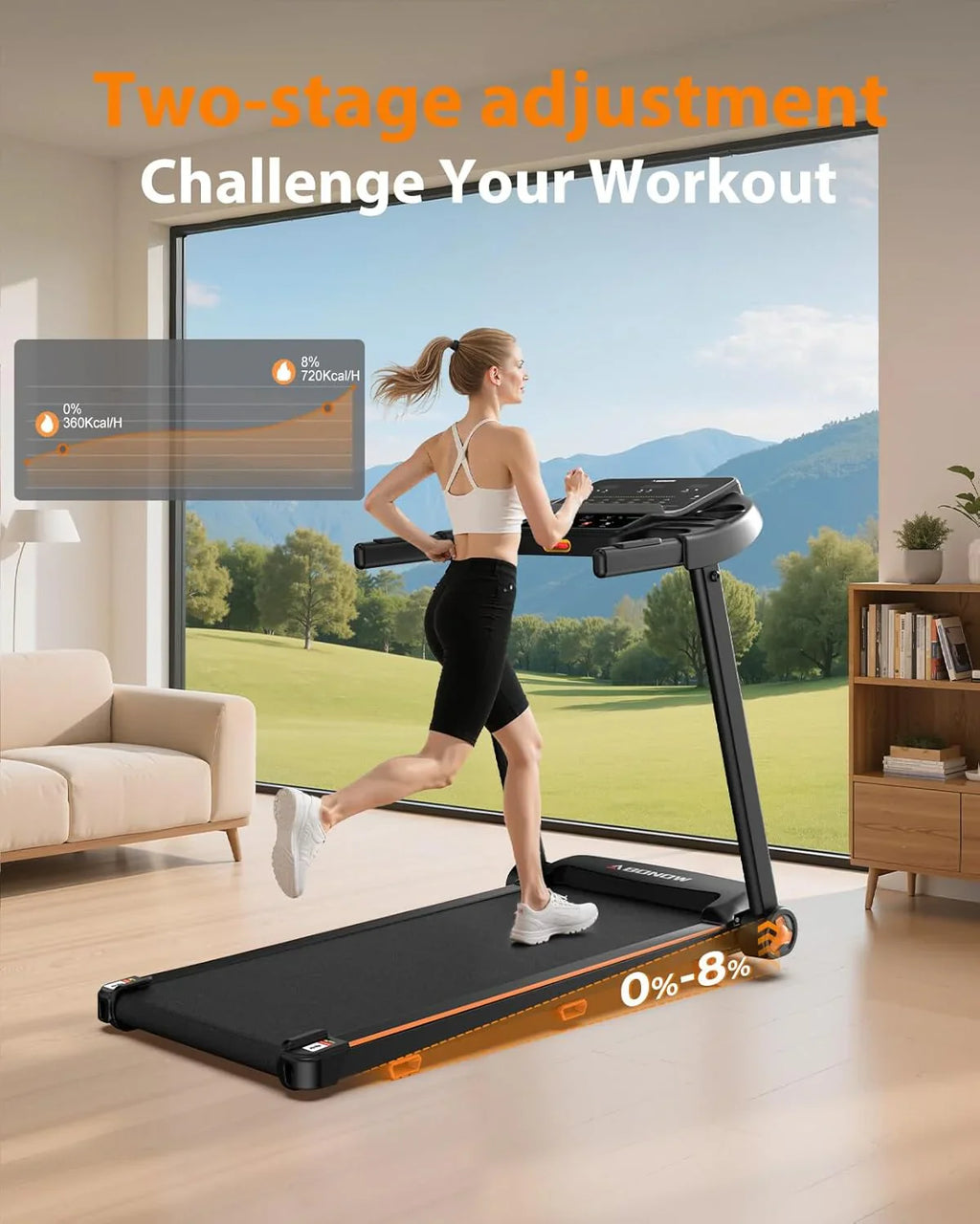 Foldable Treadmill for Home with Incline Extra Large Dual LED Screen Home Office Treadmills - image 2