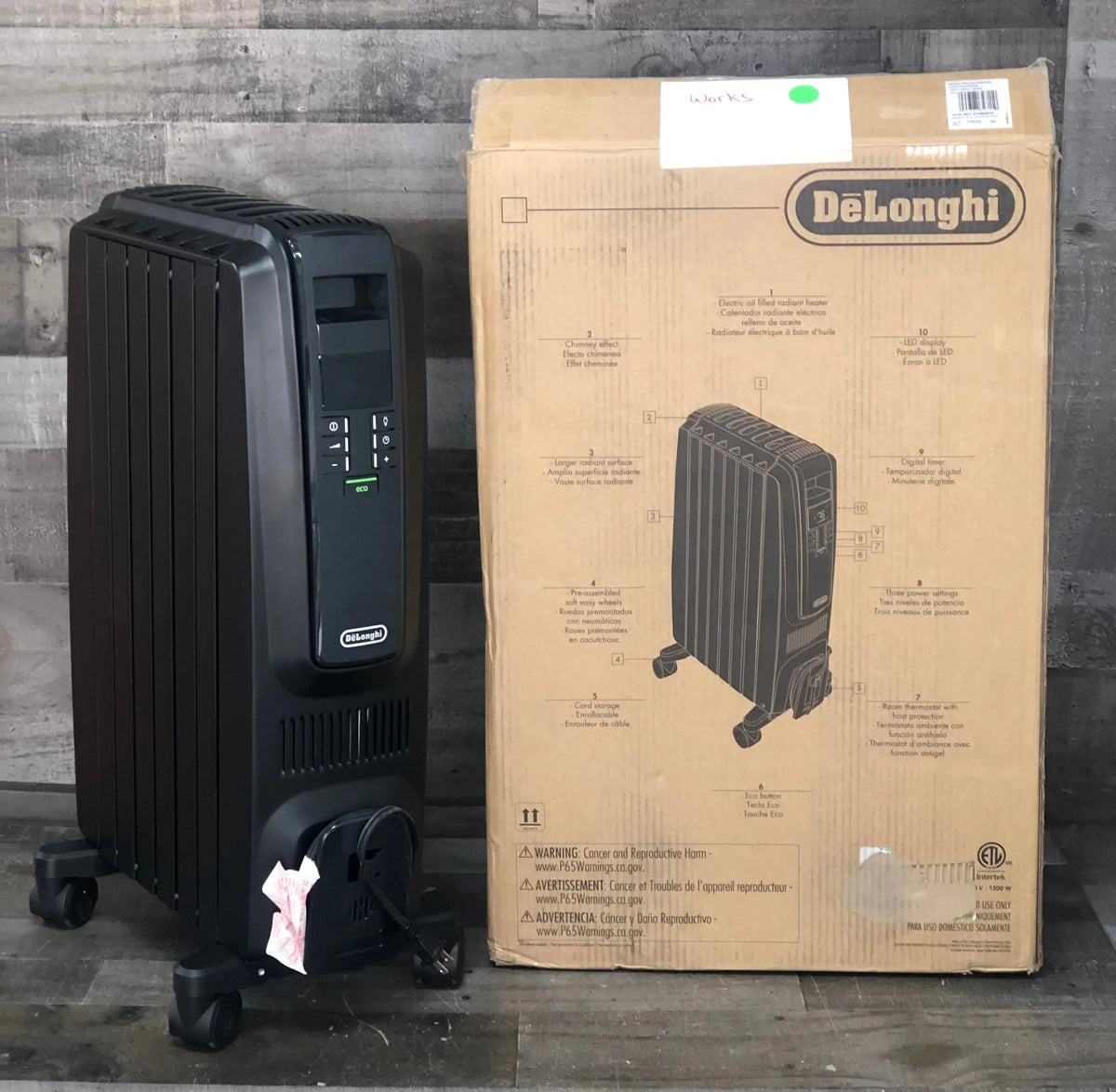 De'Longhi Oil Filled Radiator Space Heater, Quiet 1500W, Adjustable Thermostat, 3 Heat Settings, Timer, Energy Saving, Safety Features, White, Dragon TRD40615EBKCA, Black - image 6