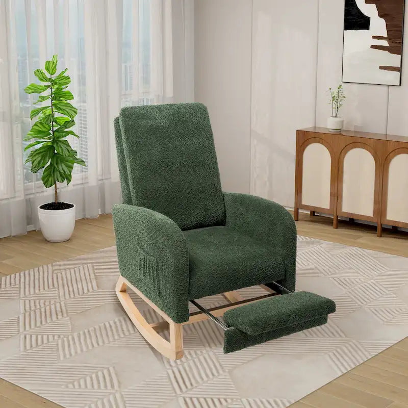 Ergonomic High Back Rocking Chair with Adjustable Footrest - image 17