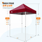 EAGLE PEAK 5x5 Pop up Canopy Tent Instant Outdoor Canopy Easy Set - up Straight Leg Folding Shelter（blue） - image 137