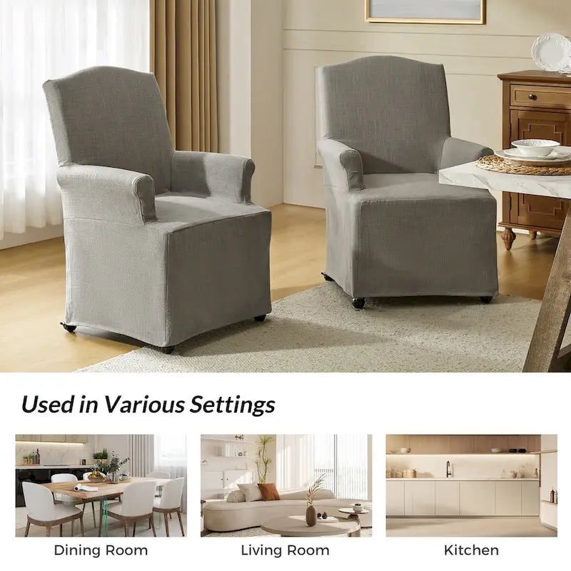 Set of 2 Alethea Upholstered Dining Chairs with Slipcovers and Solid Wood Legs by HULALA HOME - image 33