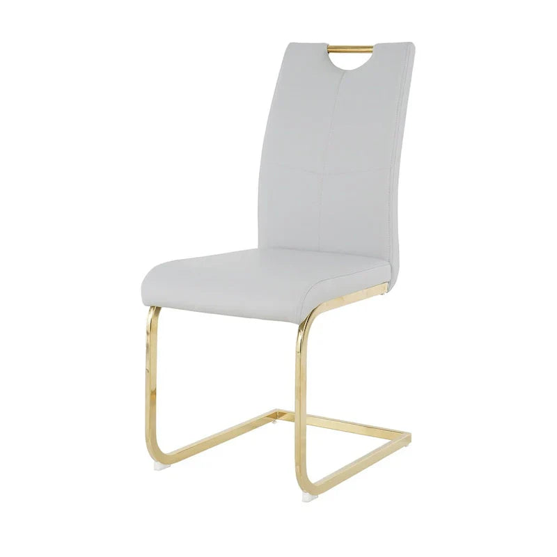 4-Piece Modern Faux Leather Dining Chair Set with Gold Metal Legs and Padded Seats - image 29