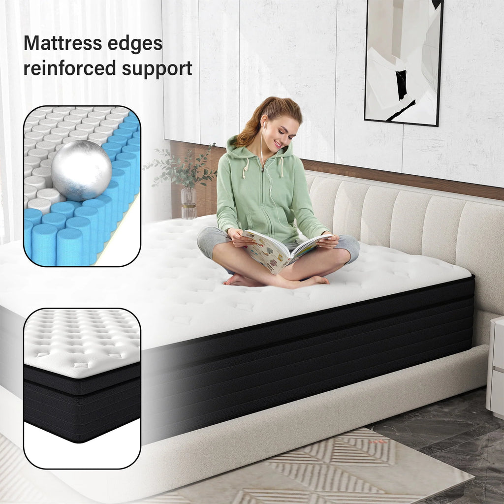 CICIMLU 12 inch Queen Mattress,Gel Memory Foam & Spring Hybrid Medium Comfort Mattress in a Box,CertiPUR-US - image 3