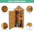 63" Wood Outdoor Storage Shed Lockable Garden Tools Storage Cabinet with 5 Shelves, Galvanized Sheet Roof - image 13