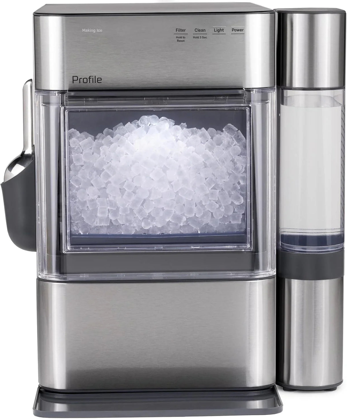 GE Profile Opal 2.0 Ultra Nugget Ice Maker with Side Tank and Scale Inhibiting Filter, Scoop Included, 38 lbs in 24 Hours, Pellet Ice Machine with WiFi & Smart Connected, Stainless Steel - image 1