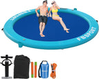 Inflatable Dock Floating Platform 8ft Inflatable Water Hammock Floating Deck for Lake W/Cupholder Round Floating Ring Float Ring Pool Float Raft Lounger Island Platform Pad - image 25