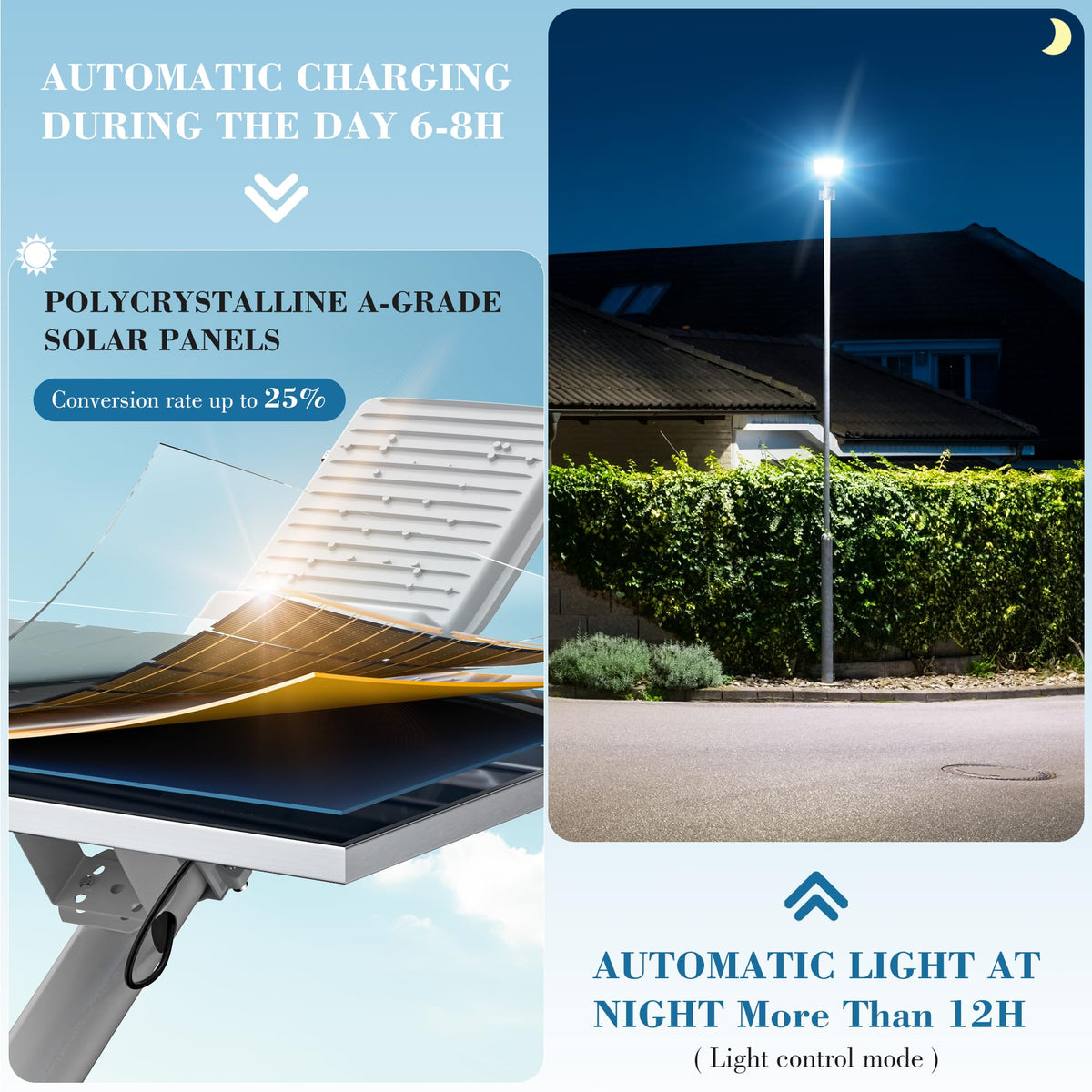Tri-Color Solar Street Lights Outdoor - 5800W Solar Parking Lot Lights Commercial with 3 Color Temperatures, Solar Street Light Dusk to Dawn Street Lights Solar Powered for Outside Yard Garden - image 4