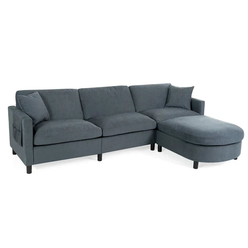 107.87" Sectional Sofa with Removable Seat and Back Cushions, Includes 1 Ottoman - image 8