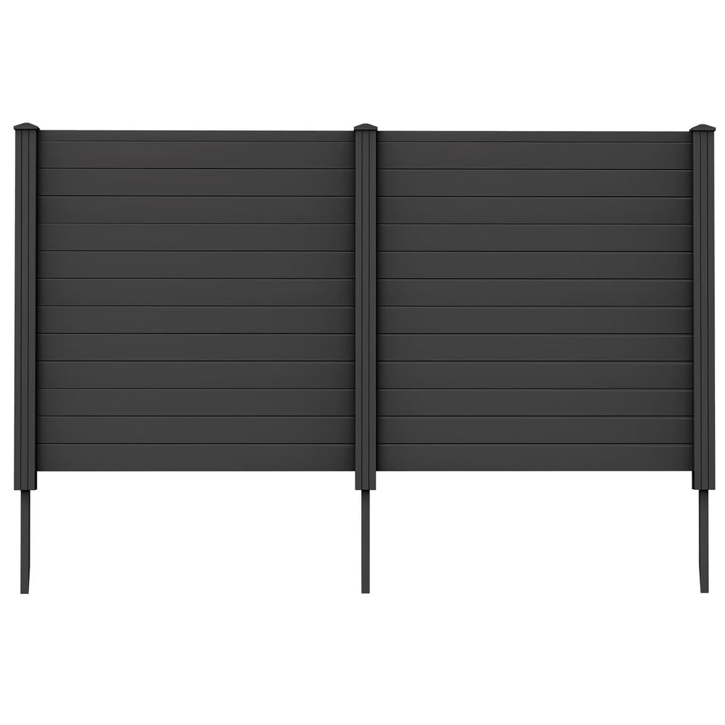 Gymax Outdoor PVC Privacy Panels 2 - Pack Picket Fence W/ 3 Cuspidal Foot Stakes Black - image 1