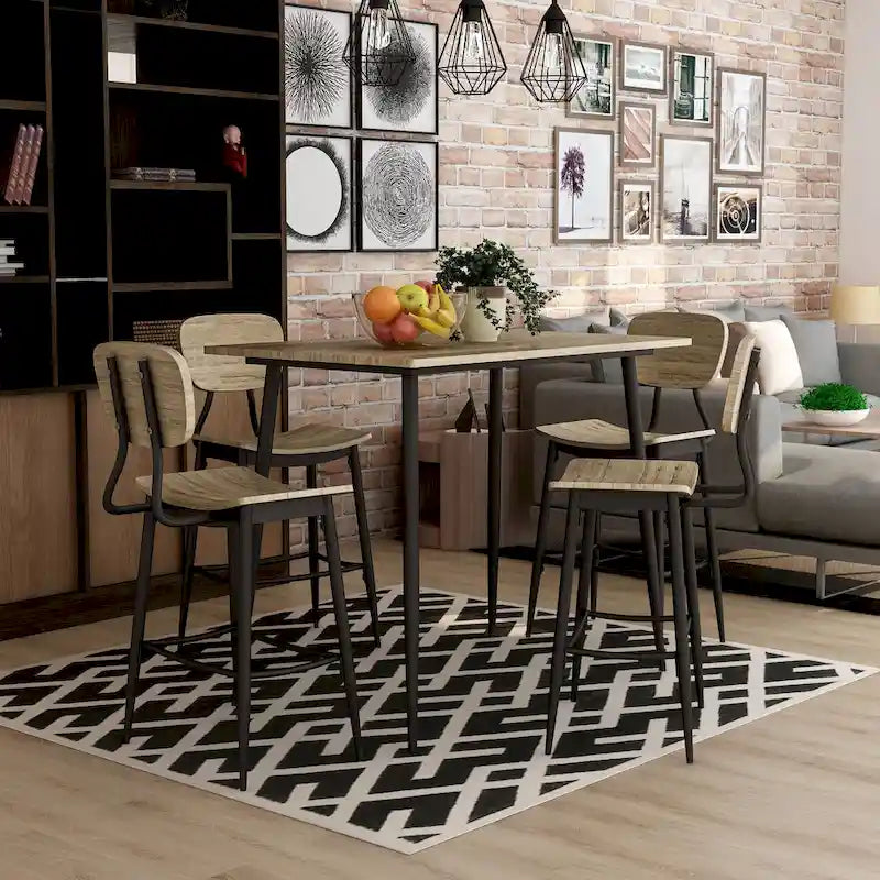 Cairo 5-Piece Counter Height Dining Table Set in Industrial Metal by Furniture of America - image 1