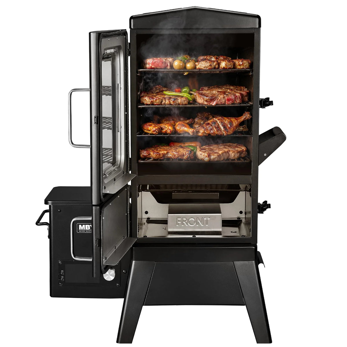 Vertical Electric Pellet Smoker Grill with Cover, 616 Sq in Cooking Area, LED Temperature Control, Meat Probe, Outdoor BBQ Smoker for Steak, Ribs, Fish & Vegetables - image 3
