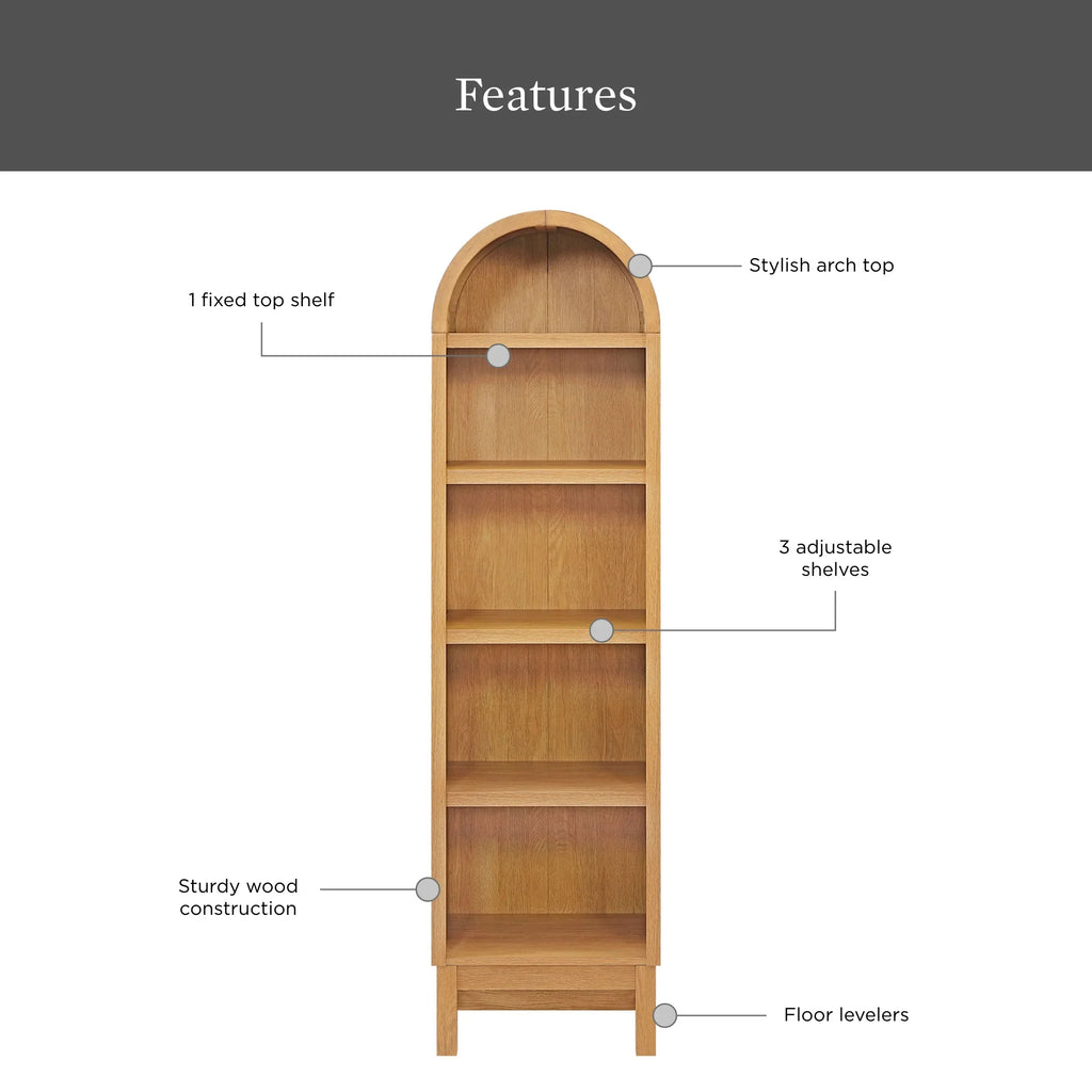Better Homes & Gardens Juliet Narrow Arch Bookcase, Deep Green and Light Honey - image 33