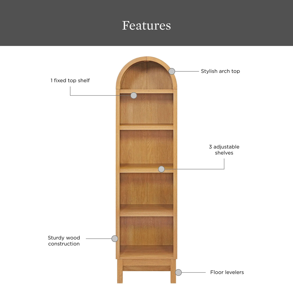 Better Homes & Gardens Juliet Narrow Arch Bookcase, Deep Green and Light Honey - image 33